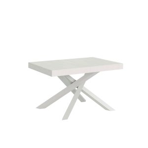 Επεκτεινόμενο τραπέζι Volantis Premium με λευκά πόδια, βάθος 90 εκ. – Λευκή μελιά